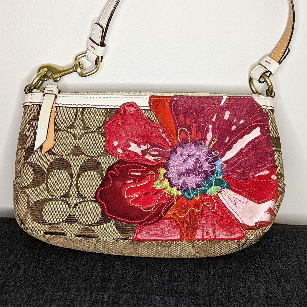Coach Signature Poppy Bag Suede Flowers